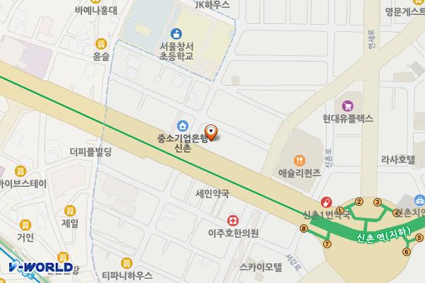 k-스퀘어 신촌 개방화장실 위치 지도 — 서울특별시 서대문구 신촌로 73