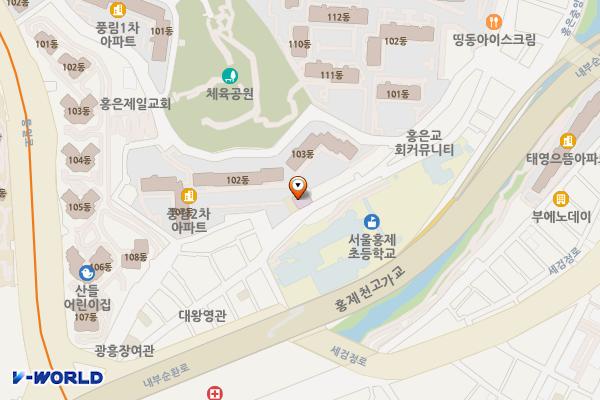 홍은1동 자치회관 위치 지도 — 서울특별시 서대문구 세검정로1길 45