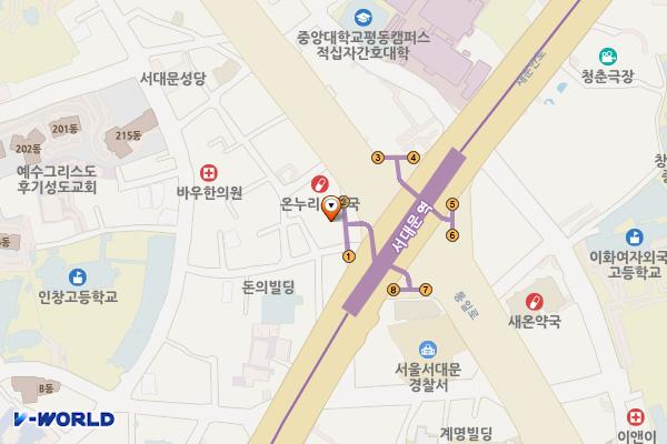 롯데리아(서대문역점) 개방화장실 위치 지도 — 서울특별시 서대문구 통일로 127