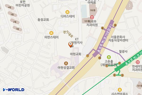 5호선 충정로역 위치 지도 — 서울특별시 서대문구 충정로 지하 28-1