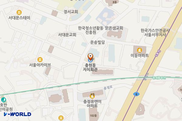 충현동 자치회관 위치 지도 — 서울특별시 서대문구 경기대로 40