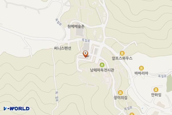 독일마을 주차장 위치 지도 — 경상남도 남해군 삼동면 봉화리 2572-1