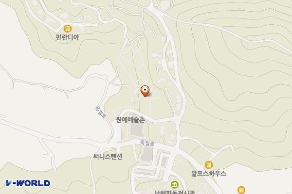 원예예술촌 주차장 위치 지도 — 경상남도 남해군 삼동면 봉화리 2613