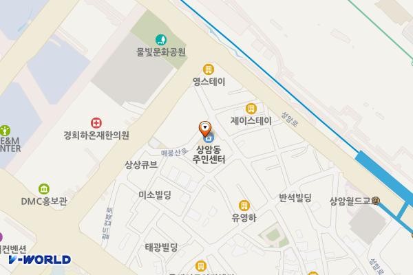 상암동주민센터 개방화장실 위치 지도 — 서울특별시 마포구 매봉산로2길 16, 상암동주민센터 (상암동)