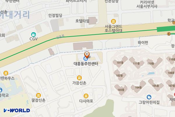 우리마포복지관 위치 지도 — 서울특별시 마포구 신촌로26길 10, 우리마포복지관 (노고산동)