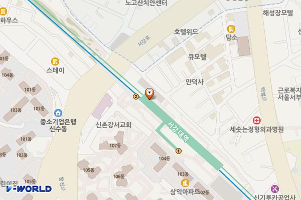 서강대역 화장실 위치 지도 — 서울특별시 마포구 서강로 지하 118, 서강대역 고객지원실 앞 (노고산동)