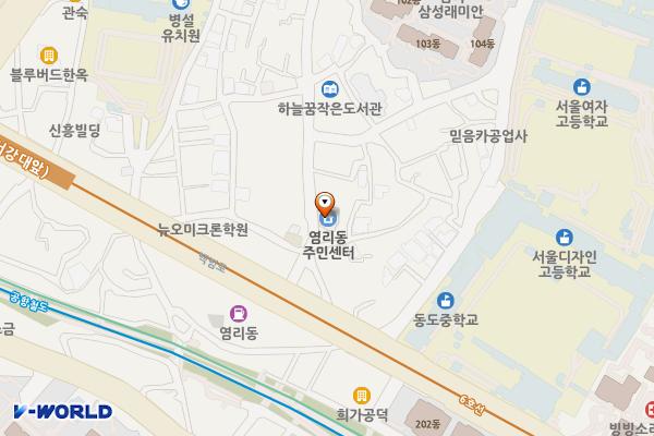 염리동주민센터 개방화장실 위치 지도 — 서울특별시 마포구 숭문길 14, 염리동 주민센터 (염리동)
