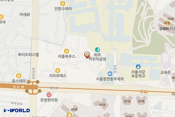 와우어린이공원 화장실 위치 지도 — 서울특별시 마포구 독막로19길 20-13, 와우어린이공원 화장실 (상수동)