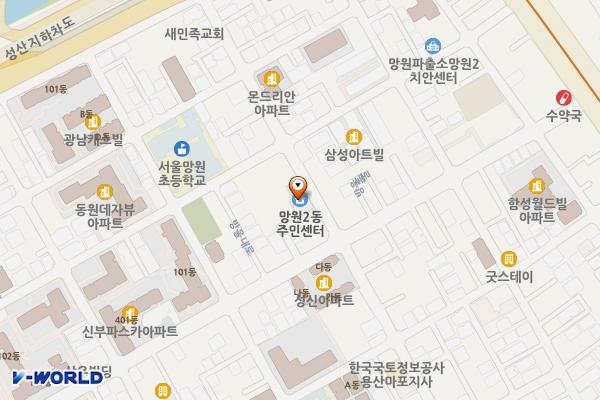 망원2동 주민센터 공용화장실 위치 지도 — 서울특별시 마포구 방울내로7길 11, 망원2동주민센터 (망원동)