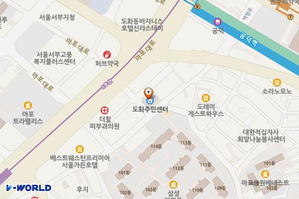 도화동주민센터 화장실 위치 지도 — 서울특별시 마포구 도화길 37, 도화 공영주차장 및 주민센터 1층 (도화동)