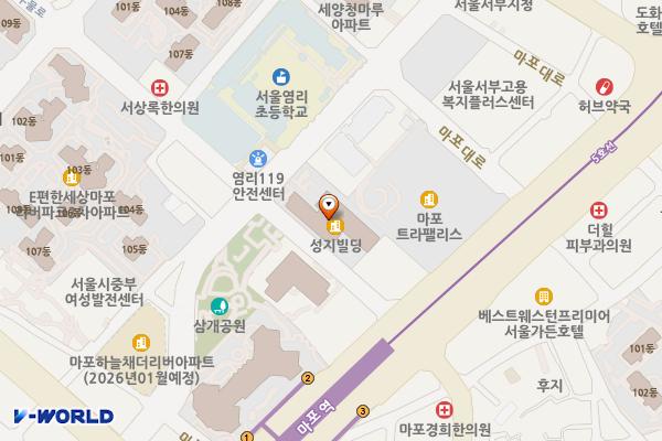 성지빌딩 화장실 위치 지도 — 서울특별시 마포구 큰우물로 75, 성지빌딩 1층 (도화동)