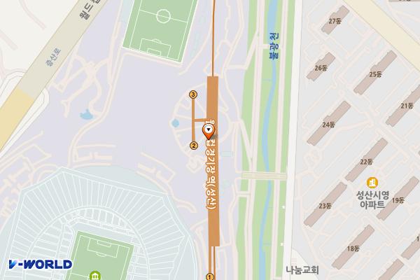 월드컵경기장역(6) 위치 지도 — 서울특별시 마포구 월드컵로 지하 240, 월드컵경기장역 2번출구방향 (성산동)