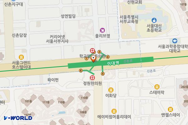 이대역(2) 위치 지도 — 서울특별시 마포구 신촌로 지하 180, 이대역 5번출구 옆 (염리동)