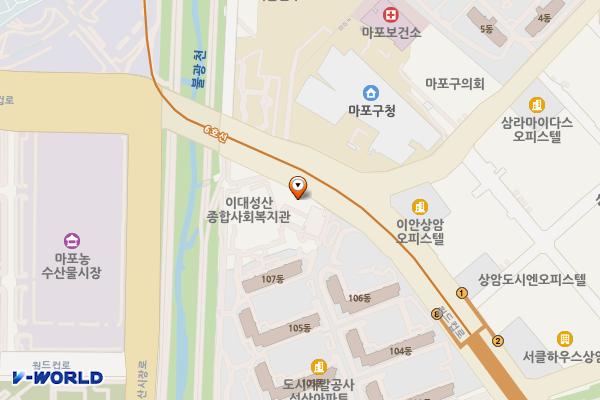 월드컵시범 공중화장실 위치 지도 — 서울특별시 마포구 월드컵로 213, 1층 (성산동)