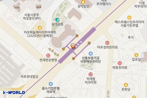 마포역(5) 위치 지도 — 서울특별시 마포구 마포대로 지하 33, 마포역 토니모리좌측 (도화동)