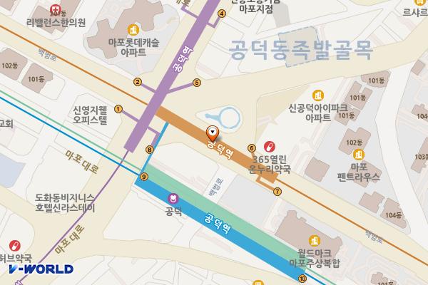 공덕역(6) 위치 지도 — 서울특별시 마포구 백범로 지하 200, 공덕역 7번출구 앞 (공덕동)