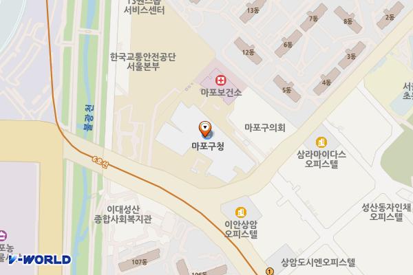 마포구청 화장실 위치 지도 — 서울특별시 마포구 월드컵로 212, 마포구청 1층 (성산동)
