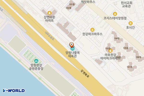 망원나들목체육관 위치 지도 — 서울특별시 마포구 동교로1길 45 (망원동)