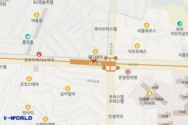 상수역(6) 위치 지도 — 서울특별시 마포구 독막로 지하 85, 상수역 지하2층 (상수동)