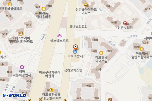 마포소방서 화장실 위치 지도 — 서울특별시 마포구 창전로 76, 마포소방서 1층 (신수동)