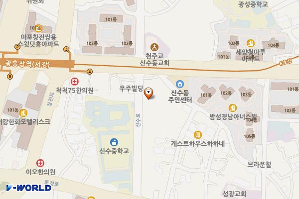 마포구보훈회관 1층 위치 지도 — 서울특별시 마포구 신수로 58, 마포구 보훈회관 (신수동)