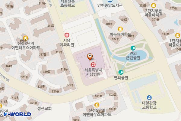서울특별시 서남병원 화장실 위치 지도 — 서울특별시 양천구 신정이펜1로 20
