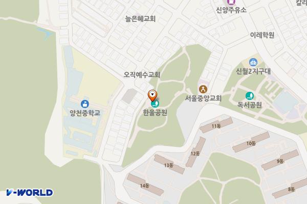 한울근린공원 위치 지도 — 서울특별시 양천구 지양로7길 27-5
