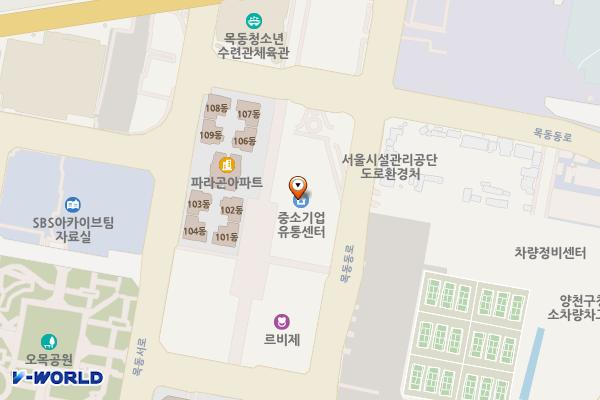 한국중소벤처기업유통원(행복한백화점) 위치 지도 — 서울특별시 양천구 목동동로 309, 행복한백화점((주)한국중소벤처기업유통원) (목동)