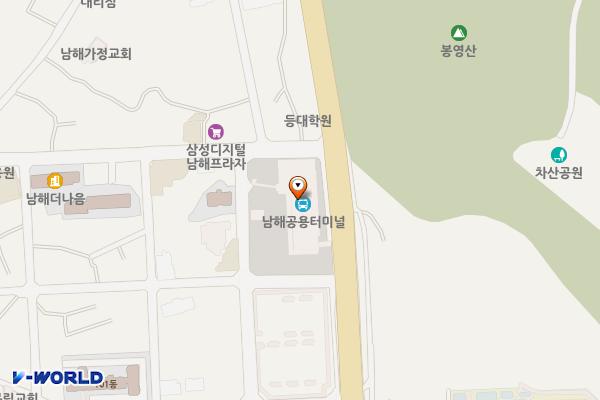 시외버스터미널 주변 주차장 위치 지도 — 경상남도 남해군 남해읍 남해대로 2835