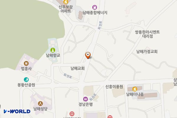 유림사거리~남해병원 주차장 위치 지도 — 경상남도 남해군 남해읍 북변리 558-2