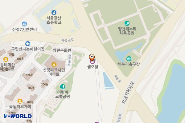 현대오일뱅크㈜직영 양천
셀프주유소 위치 지도 — 서울특별시 양천구 목동로 17(신정동)
