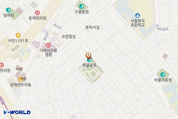 볏골공원공영주차장 화장실 위치 지도 — 서울특별시 강서구 까치산로 4길 22