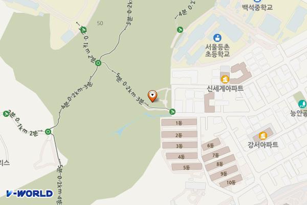 봉제산 등촌동 숲속놀이터 화장실 위치 지도 — 서울특별시 등촌동 산 24-31