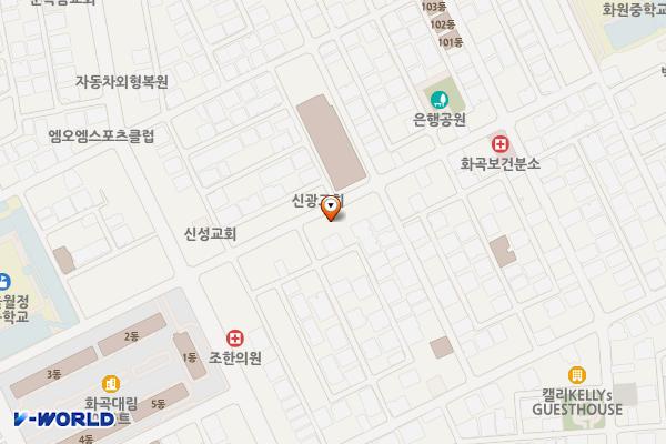 화곡중앙골목시장 고객지원센터 개방화장실 위치 지도 — 서울특별시 강서구 월정로30길 66