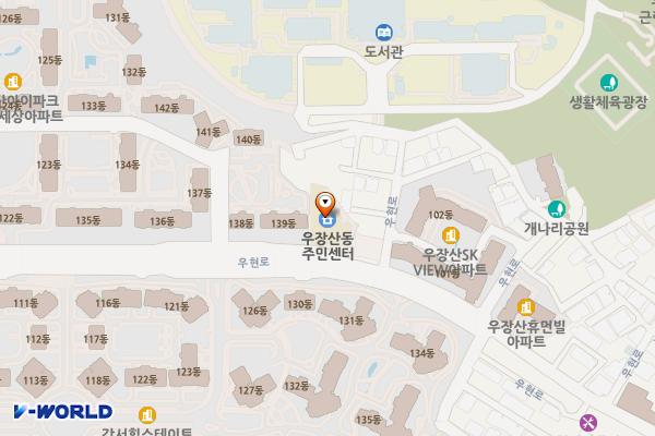 우장산숲속도서관 화장실 위치 지도 — 서울특별시 강서구 우현로 34