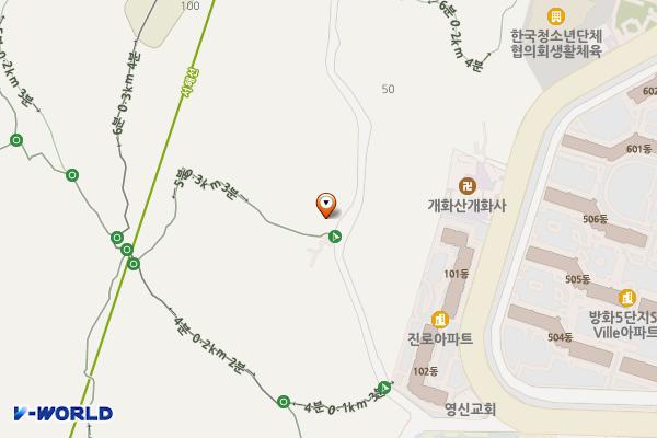 개화산 진입로 화장실 위치 지도 — 서울특별시 강서구 금낭화로17길 115