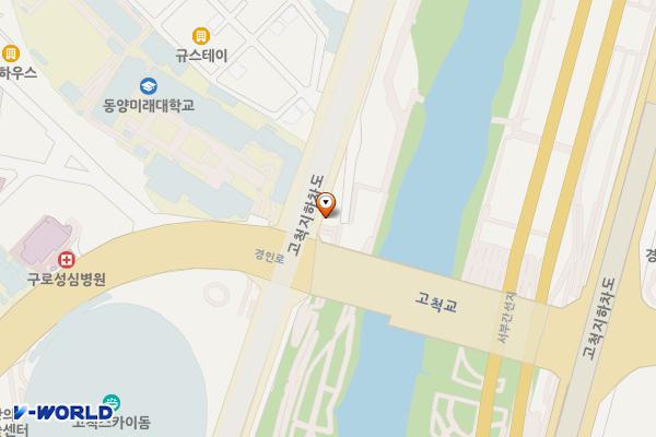 동양미래대학옆 제방 위치 지도 — 서울특별시 구로구 안양천서자전거길 714