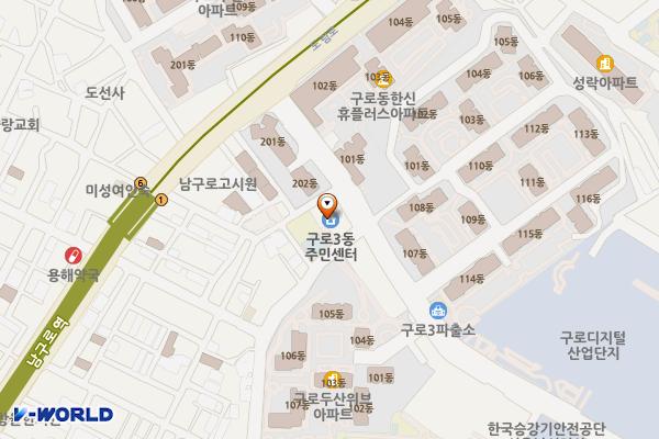 구로3동 주민센터 위치 지도 — 서울특별시 구로구 디지털로 31길 109