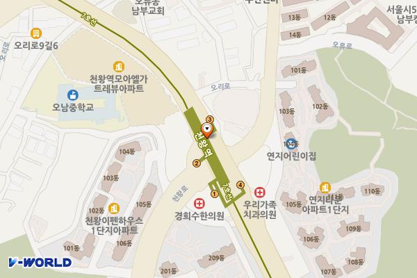 천왕역환승센터 1층 안내센터 옆 위치 지도 — 서울특별시 구로구 오리로 1154