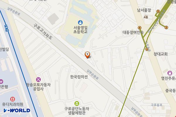 가리봉동주민센터 위치 지도 — 서울특별시 구로구 남부순환로 105길 198