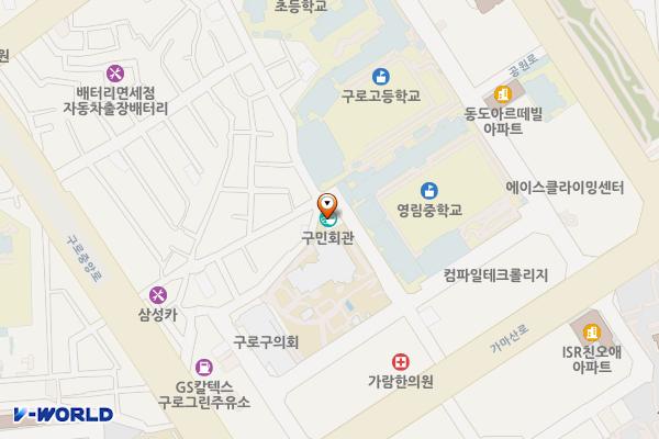 구로문화재단 위치 지도 — 서울특별시 구로구 가마산로 25길 33