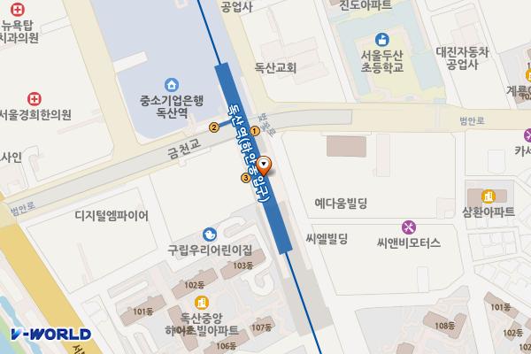 1호선 독산역 위치 지도 — 서울특별시 금천구 벚꽃로 115