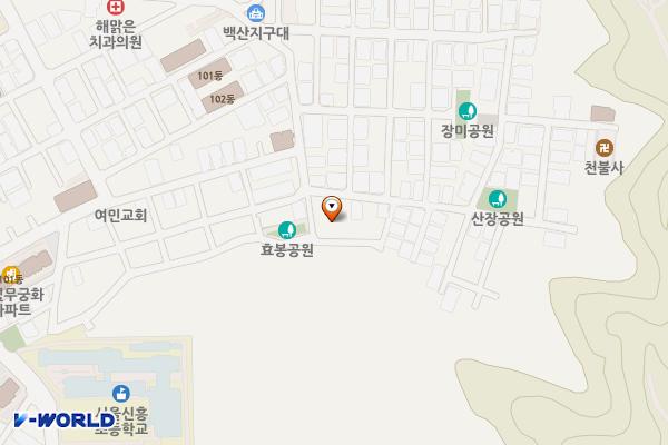 효봉 공영주차장(남녀공통) 위치 지도 — 서울특별시 금천구 시흥동 3-129