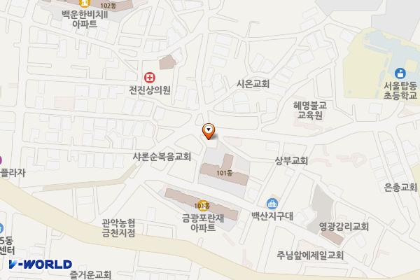 마을활력소 어울샘 위치 지도 — 서울특별시 금천구 탑골로22