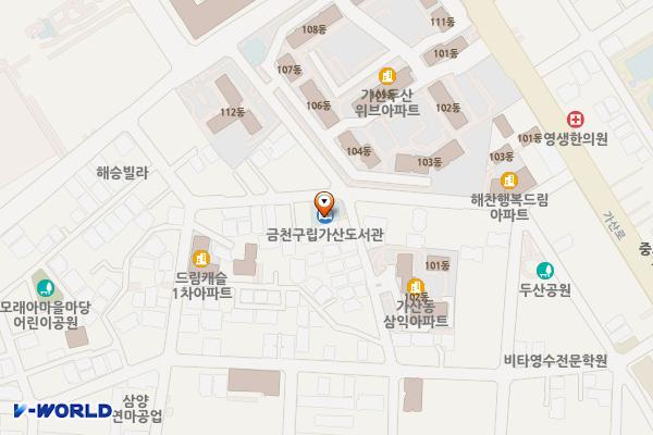 가산도서관(1층) 위치 지도 — 서울특별시 금천구 가산로5길 43