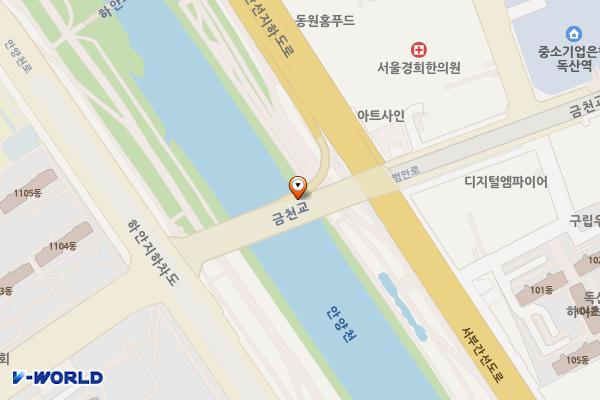 금천교 위치 지도 — 서울특별시 금천구 가산동 707-3
