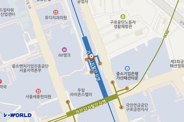 7호선가산디지털단지역 위치 지도 — 서울특별시 금천구 벚꽃로 309