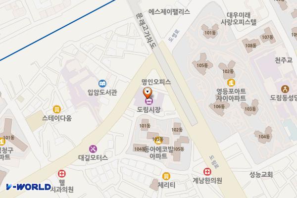 도림시장 화장실 위치 지도 — 서울특별시 영등포구 도영로 50(도림동,도림시장)