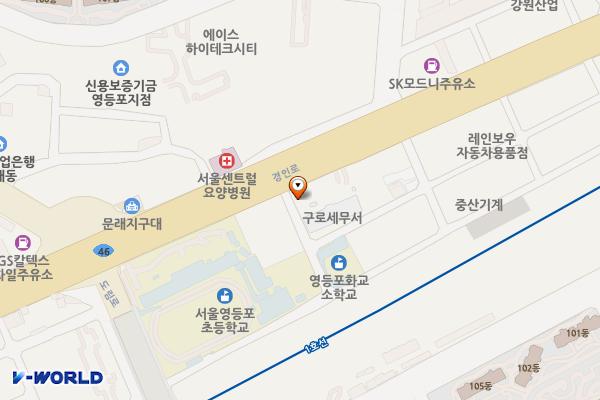 구로세무서 공중화장실 위치 지도 — 서울특별시 영등포구 경인로 778, 구로세무서 (문래동1가)