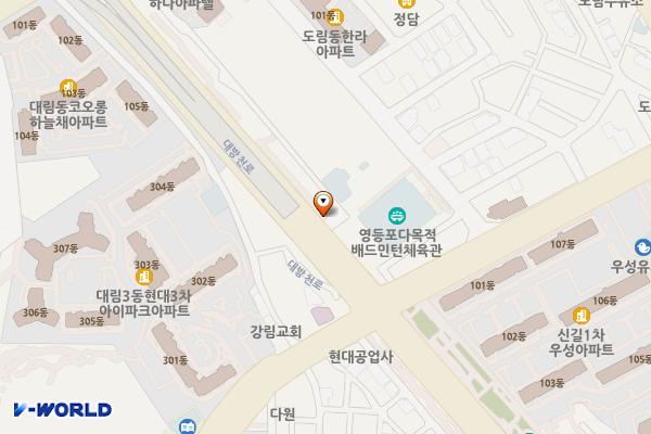 대방천녹지대 위치 지도 — 서울특별시 영등포구 도림동 258-3